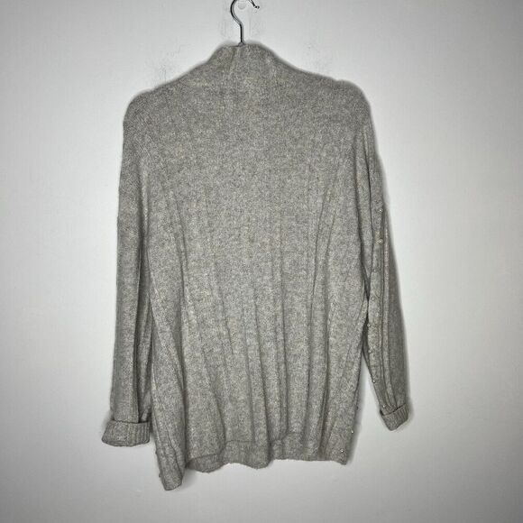 Nic + Zoe Sweater Womens Medium Gray Cable Knit Cowl Neck Pearl Embellishments - Picture 11 of 14